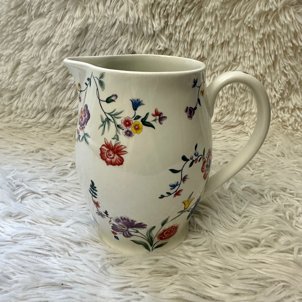 Laura Ashley "Chinese Silk" Floral Pitcher Porcelain Made in England Vintage '89